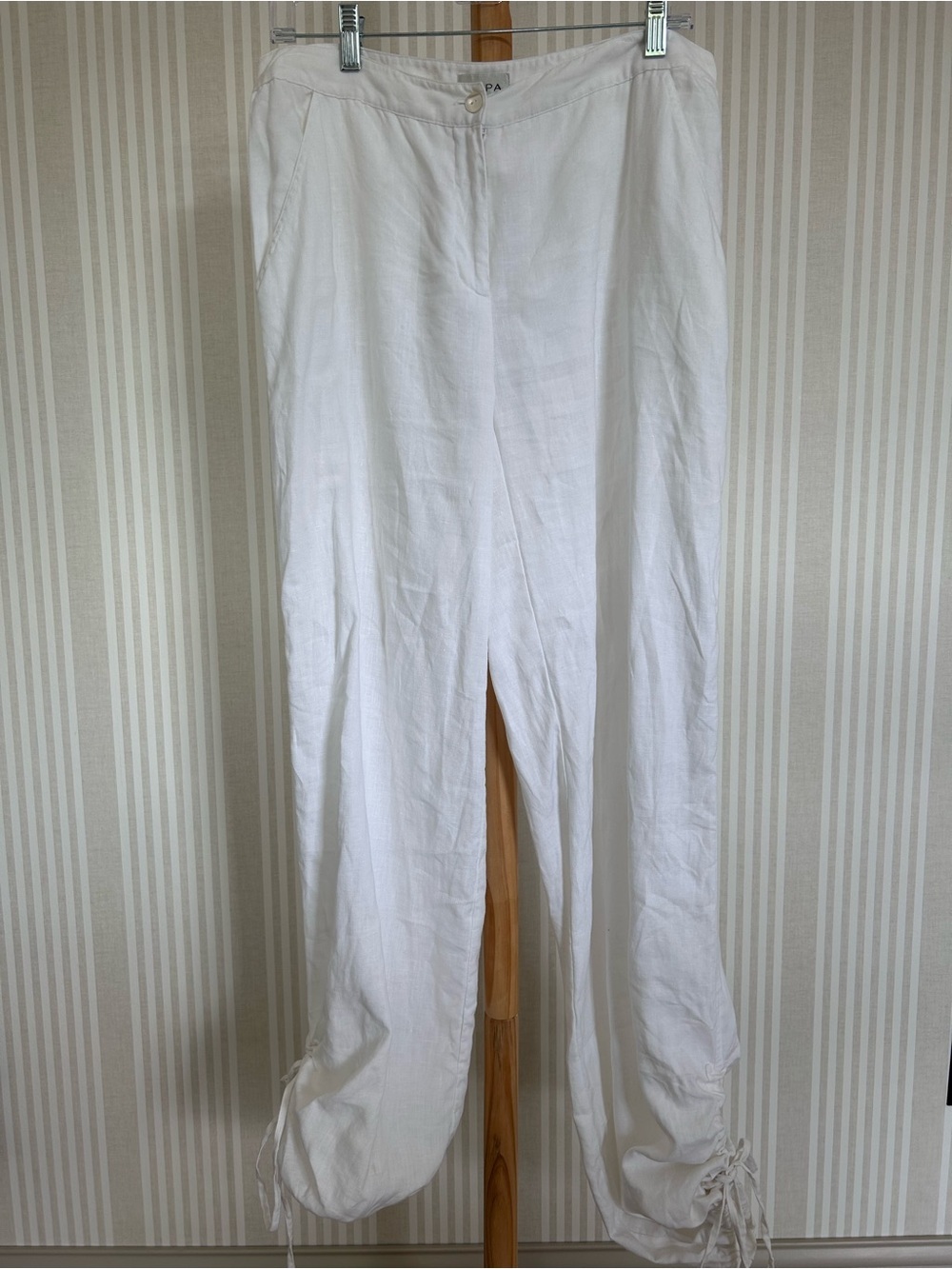 ZAPA PARIS White Linen Drawstring Balloon Pants Women’s Size 10 $400 Retail - Picture 4 of 11